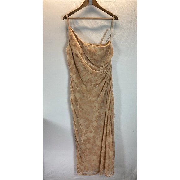 Revelry Jade Floral Burnout‎ Dress Gown One Shoulder Champagne Size 16 NWT - Picture 3 of 15